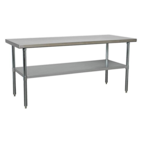 Stainless steel workbench - stainless, 1.8m